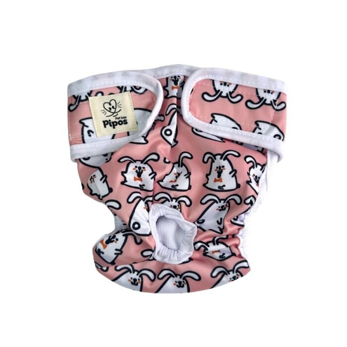 Pañal reutilizable para hembra – modelo Conejos rosados