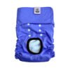 Vista frontal del pañal reutilizable para perrita, modelo Morado