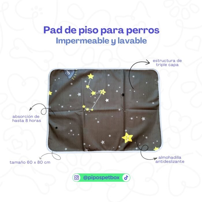Pad de piso reutilizable para perros – modelo Estrellas