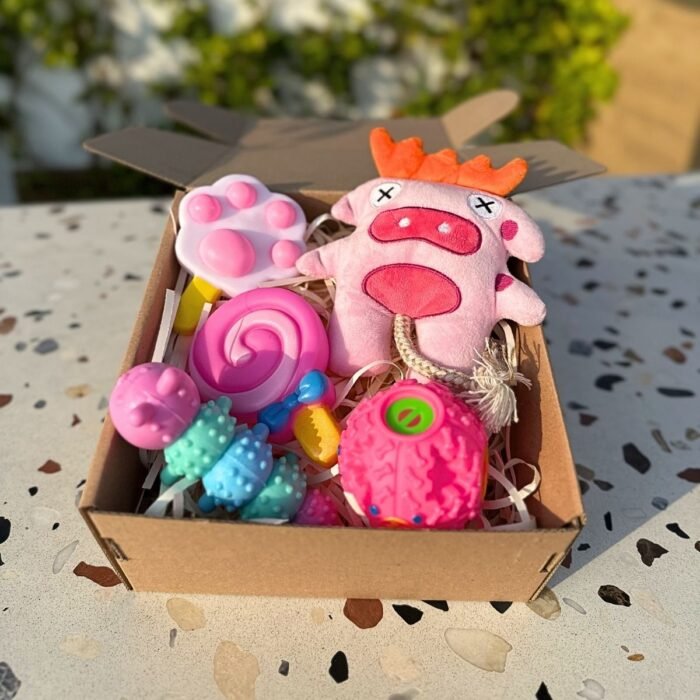 Pet box edición especial Monster Party Box de Pipos Pet Box con juguetes temáticos y coloridos Pet Box – Monster Party