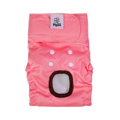 Pañal reutilizable para hembra – modelo Soft Dots Rosa
