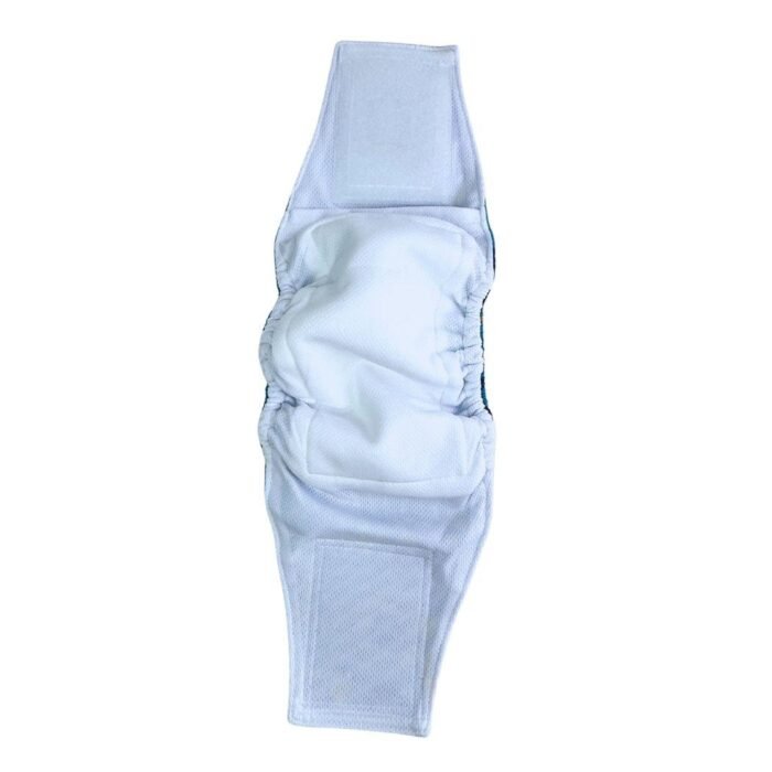 Vista de pañal reutilizable interior para perro macho Pañal reutilizable para macho – modelo Dinolandia